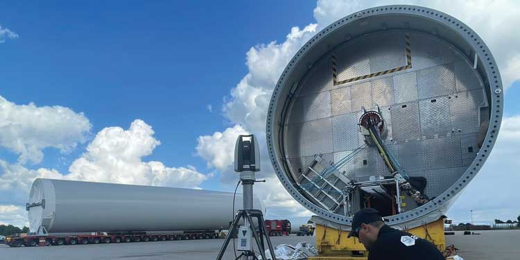 Figure 1. A tower section being measured using Argon FLANGEscan ARGON figure 1