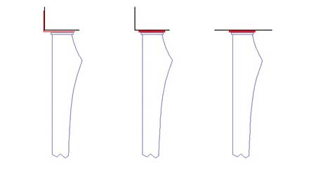 Figure 1. Attaching a blade to the body of a barge (a) to the side, (b) near the side, and (c) under the body