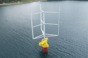 Experimental floating axis wind turbine installed in Japan